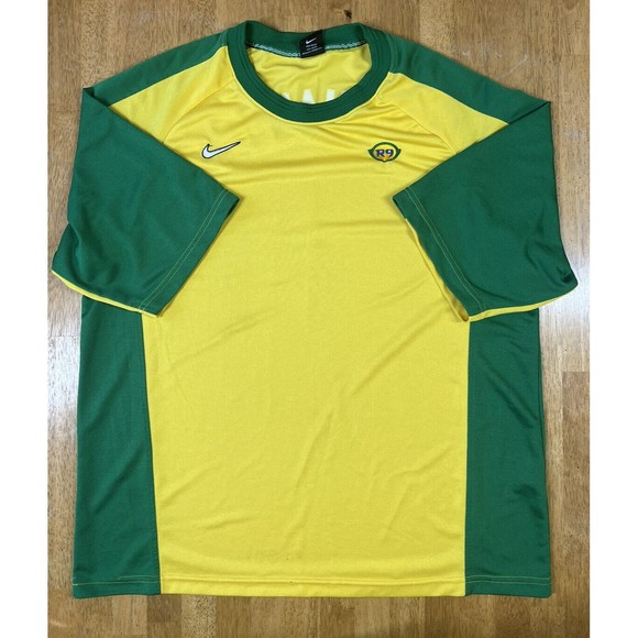 VTG Nike R9 Ronaldo Brazil Training Jersey Size XL Yellow Green - Picture 1 of 6